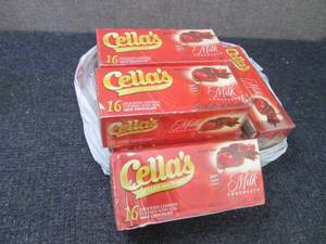 lot 164 image: 6- 8 oz Boxes Cellas Chocolate Cov...