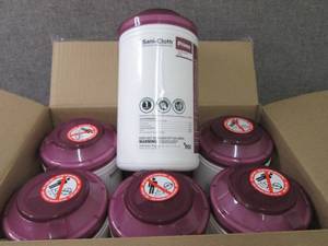 lot 259 image: Case of 6 -70ct Canisters Sani-Clot...
