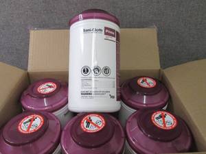 lot 260 image: Case of 6 -70ct Canisters Sani-Clot...