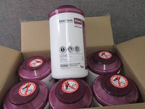 lot 262 image: Case of 6 -70ct Canisters Sani-Clot...