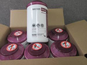 lot 265 image: Case of 6 -70ct Canisters Sani-Clot...