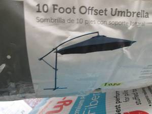 lot 401 image: Belavi 10 ft Offset Patio Umbrella ...
