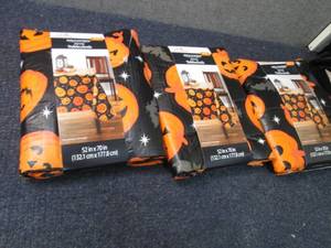 lot 413 image: 3- 52x70 inch Halloween PEVA Flanne...