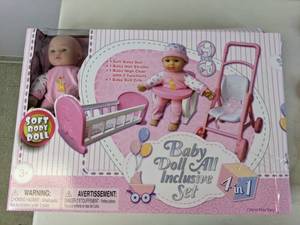 lot 106 image: Adorable 4-in-1 All Inclusive Baby Doll Set