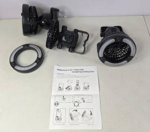 lot 145 image: Set of (3) Whetstone Camping Combo LED Lantern and Fan
