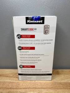 lot 18 image: Brand New Kwikset SmartCode 913 Satin Nickel Single Cylinder Electronic Deadbolt Featuring SmartKey Security