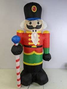lot 204 image: Fun 4 ft. Inflatable Holiday Nutcracker with White LED Lights