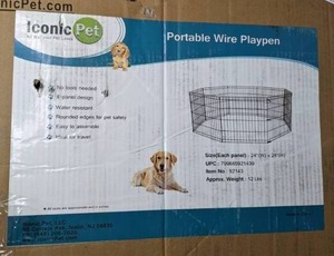 lot 260 image: Iconic Pet Portable Foldable Metal Wire Dog Exercise Playpen
