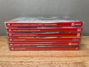 lot 57 image: Set of 6 Brand New Nintendo Switch Video Games Sonic Assassins Creed Descenders Lego Hasbro Katamari