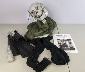 lot 300 image: Haunted Hill Farm 5 Life-Size Animated Headless Man Holding Talking Skull Halloween Prop