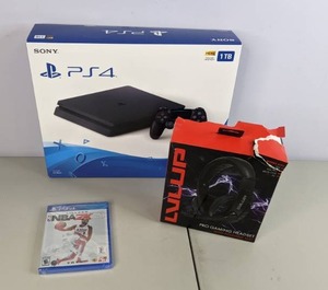 lot 349 image: PlayStation 4 Slim 1TB Console, Lvlop pro Gaming Headset, & New NBA 2K21 Game
