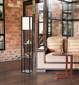 lot 28 image: Black Simple Designs Etagere Shelf Floor Lamp