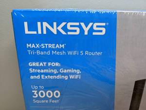 lot 49 image: Brand New Linksys Max Stream AC3000 Tri Band Mesh WiFi 5 Router