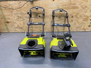 lot 107 image: RYOBI Lot of 2-  40V Brushless 21 Snow Blowers (RY40806VNM) (Parts or Repair)- Tool Only