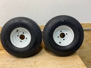lot 100 image: LOADSTAR Lot of 2- 5.70x8 Trailer Tires & Painted Rim, Load Range B