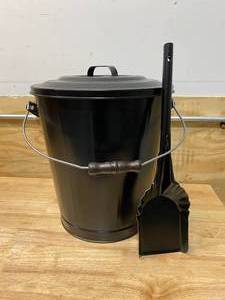 lot 73 image: IMPERIAL Black Powder Coated Steel Ash Container and Shovel Set