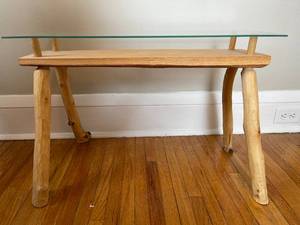 lot 144 image: Log Accentuation Accent Table with Glass Top