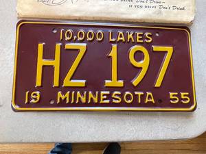 lot 148 image: 1955 Minnesota License Plate in Original Envelope