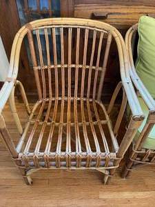 lot 173 image: 2 Bamboo Chairs w Green Pads
