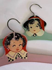 lot 181 image: Vintage Hand Painted Wooden Childs Hangers