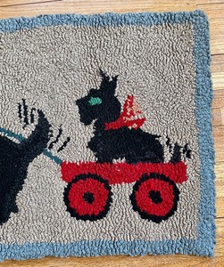 lot 32 image: Vintage Scottie Dog Hooked Rug