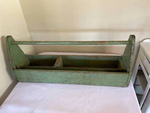 lot 245 image: Vintage Wooden Handmade Tool Caddy - Tool Carrier