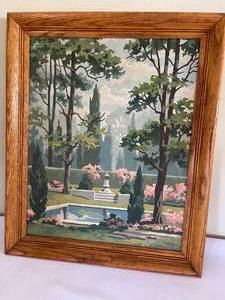 lot 246 image: Vintage Paint by Number Park Scene Oil Painting