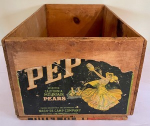 lot 46 image: Vintage Pep Pears Wooden Crate