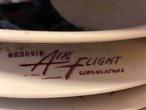 lot 286 image: Vintage Hanover Air Flight Circulator Floor Fan