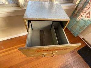 lot 291 image: C.J. Duffey Paper Company File Cabinet on Metal Rolling Cart