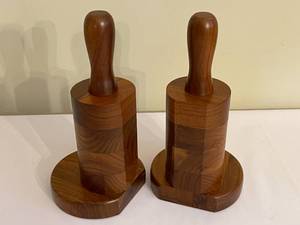 lot 367 image: Solid Black Walnut Bookends