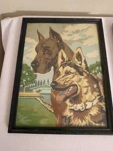 lot 407 image: 2 Paint By Numbers Vintage Dog Paintings