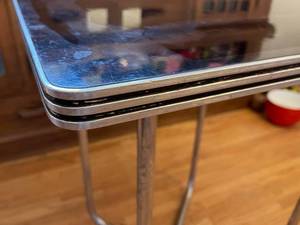 lot 434 image: Retro Metal Table With Black Top