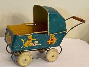 lot 162 image: Small Vintage Tin Toy Stroller