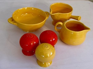 lot 319C image: Fiesta Ware Salt and Pepper Shakers, Creamers and More