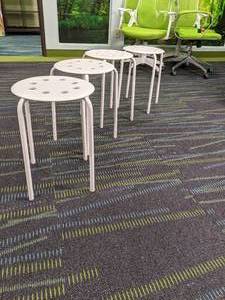 4 White stools - metal base with pl...