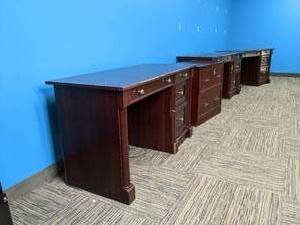 3 Desks and a file cabinet ...desk ...
