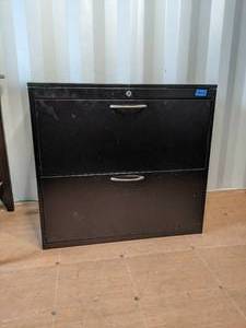 Black metal file cabinet 28 tall 3...