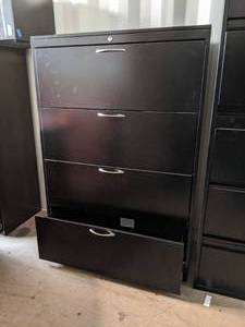Black metal file cabinet 3 feet wid...