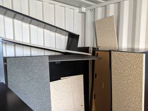 Lot of overhead cubicle cubby doors...