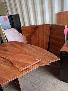 Curved reception desk, pictured dis...