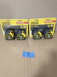 lot 1 image: 2 SETS OF STANLEY 25 ft. FATMAX Tape Measure (2-Pack Each)