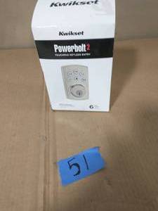 lot 51 image: KWICKSET Powerbolt2 Satin Nickel Single Cylinder Electronic Deadbolt Featuring SmartKey Security