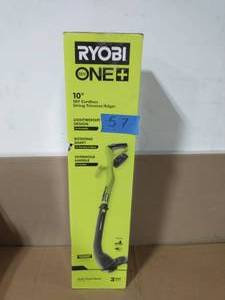 lot 57 image: RYOBI ONE 18V 10 in. Cordless Battery String Trimmer and Edger with 1.3 Ah Battery and Charger