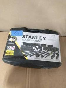 lot 61 image: STANLEY 14 in. & 38 in. Drive Black Chrome Laser Etched SAE & Metric Mechanics Tool Set (99-Piece)