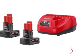 lot 7 image: MILWAUKEE M12 12-Volt Lithium-Ion Starter Kit with Two 6.0 Ah Battery Packs and Charger