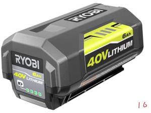 lot 10 image: RYOBI 40V Lithium-Ion 6.0 Ah High Capacity Battery