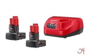 lot 34 image: MILWAUKEE M12 12-Volt Lithium-Ion Starter Kit with Two 6.0 Ah Battery Packs and Charger