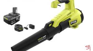 lot 59 image: RYOBI ONE HP 18V Brushless 110 MPH 350 CFM Cordless Variable-Speed Jet Fan Leaf Blower w 4.0 Ah Battery and Charger