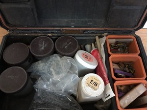 lot 49 image: RIDGID tool box with various items